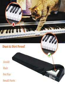 61 键电子钢琴罩、88 键电钢琴罩、电子数码钢琴防尘罩、保护罩，适用于 61 键电子钢琴和 88 键电钢琴。透气、可机洗、尺寸可调、易于使用。 - 黑色 - 查看 8