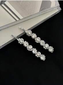 6 件套全水晶发夹，女士闪光发夹，适合舞会、音乐节、派对、夜总会、日常佩戴爪夹 - 銀色 - 查看 5