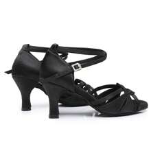 Zapatos de baile latino para mujer Salsa Tango Salón Zapatos de práctica de baile profesional Tacón 5/7cm, 34-41EU. - Tacón negro de 7 cm. - Ver 5