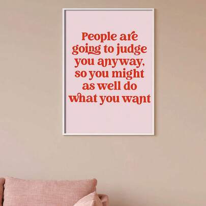 1pc Unframed Canvas Art Print, Pink Wall Decor, Inspirational Quote, Poster
