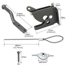 Black Carbon Steel Self-Locking Gate Gravity Latch – Spring-Loaded With Adjustable Cable Pull | For Metal & Wooden Fences - Black - View 10