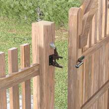 Black Carbon Steel Self-Locking Gate Gravity Latch – Spring-Loaded With Adjustable Cable Pull | For Metal & Wooden Fences - Black - View 7