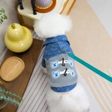 24pcs Bear Button Pet Jacket - Gray, Thickened Outfit, Warm Dog/Cat Clothes, New Autumn/Winter Collection, Hooded Windproof Apparel, Fashion European & American Style Clothing - Beige - View 9