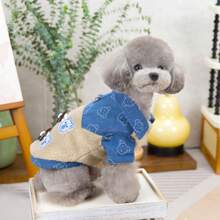 24pcs Bear Button Pet Jacket - Gray, Thickened Outfit, Warm Dog/Cat Clothes, New Autumn/Winter Collection, Hooded Windproof Apparel, Fashion European & American Style Clothing - Beige - View 6