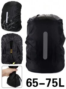 15-70L Backpack Rain Cover, Outdoor Camping Hiking Dust-Proof Cover, Foldable Waterproof Rain Hat With Reflective Strips, Travel Backpack Protector - Black - View 12