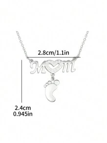 1pc Customized Name Necklace With Random Baby Feet Design, 1/2/3 Baby Feet Pendants, 40+5cm Chain Length, Engraved Name, Birthday Party, Mother's Day Gift For Mom/Wife/Her (No Gift Box)