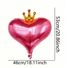 1/5/10pcs Crown & Heart Shaped Aluminum Foil Balloon In Red, Black, Blue, Pink, Faux Pearl Color, Suitable For Birthday Party, Baby Shower, Anniversary, Valentine's Day, Wedding Decoration, Room Decor, Photo Prop Back To School Valentine's Day - Multicolor - View 5