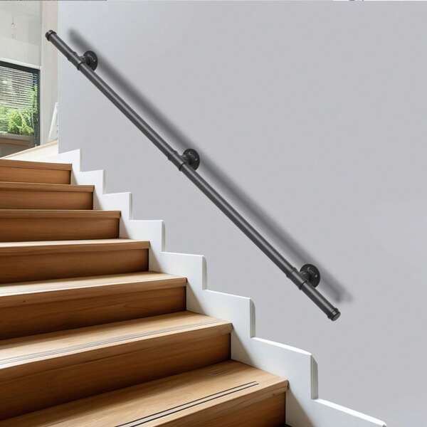 Cecaylie Main courante garde-corps mur main courante main courante ensemble conduite d'eau en acier inoxydable barre d'appui support mural barre de protection escaliers intérieur et extérieur 100-300 cm