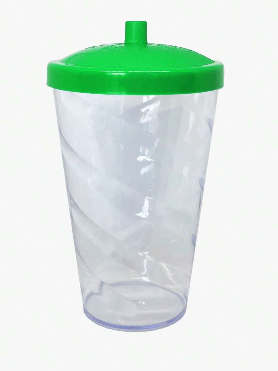15 Twister Cups 400ML Colored Lid And Transparent Straw - 綠色水晶玻璃 - 查看 1