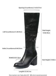 Women's Comfortable Suede Long Boots, Classic & Versatile Knee-High Boots, Ideal With Hoodies Fashion Round Toe Side Zipper Design, Style With Fall Clothes, Black Chunky Heel Riding Boots
