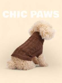 holdhoney 1 Piece, Autumn And Winter, New Style, Pet Clothes, Dog, Fried Dough Twists Series, Teddy, Sweater, Puppy Type, Warm, Cute Sweater, Fashion, Autumn And Winter, Pet Clothes, Solid Color, Fried Dough Twists, Knitting, Comfortable