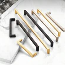 1 Stück einfache quadratische Möbelgriffe aus Aluminium-Legierung, in hellem Gold und schwarz gebürstet, für Schranktüren, Schubladen, Glastüren, Kleiderschranktüren, Möbelzubehör