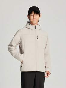 TECTOP Men's Soft Shell Padded Jacket Fall And Winter Warm Waterproof Wear Outdoor Climbing And Hiking Sports Zipper Pockets Hooded Windproof - Apricot - View 3