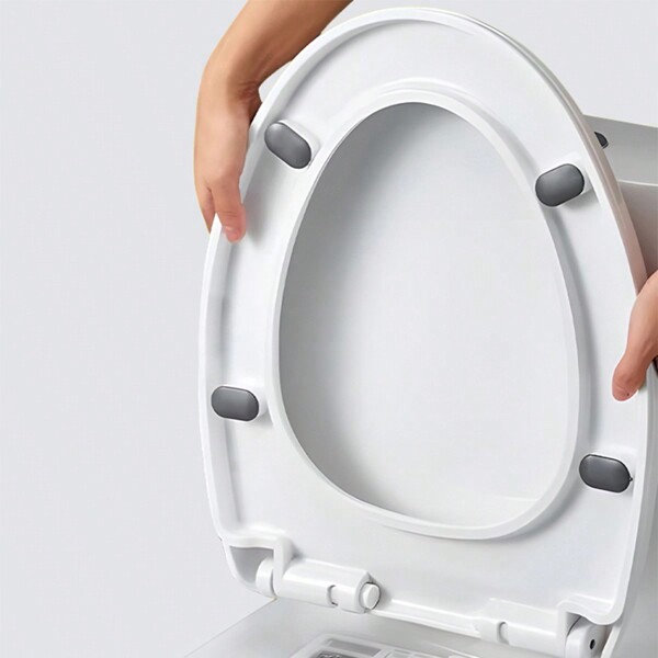 1 pièce Siège de toilette ajustable et amovible de 47 cm, ne se desserre jamais, couvre-siège de toilette de salle de bain d'hôtel, rond-blanc, article essentiel pour la salle de bain, décoration d'été