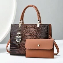 Ladies' Handbag 2024 Winter New European And American Fashion Crocodile Pattern Single Shoulder Crossbody Bag - màu nâu - Xem 1