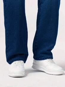1pc Men's Regular Fit Straight Leg Blue Casual Comfortable Cargo Jeans, Suitable For Urban Walking & Outdoor Activities Cargo Pants