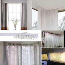 Curtain Track With Accessories, Curved Track Bendable Curved Curtain Track With Accessories Curtain Track Ceiling Flexible Bendable Ceiling Bracket For Curtain Rod With Track Curtain System, Room Divider Ceiling Curtain Rod RV Curtain Ceiling Track - 白色 - 查看 10
