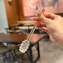 1pc Honey Dipper Multi-Functional Food Utensil, Honey Stirring Spoon, Creative Cute Glass Long Handle Coffee Jam Mixer,School Supplies