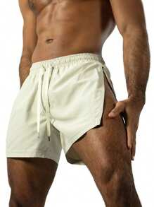 Mens Quick Dry Athletic Shorts Low Waist Side Split Workout Shorts Breathable Training Shorts - Màu vàng - Xem 1