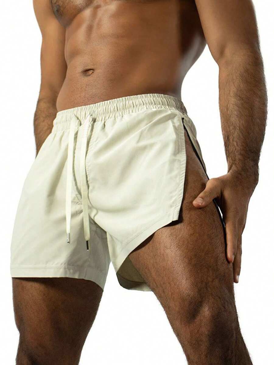 Mens Quick Dry Athletic Shorts Low Waist Side Split Workout Shorts Breathable Training Shorts - Màu vàng - Xem 1