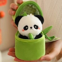 1pc Cute Panda Plush Doll Pendant Keychain, Kids Student Backpack Bag Decor