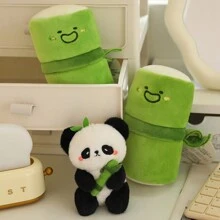1pc Cute Panda Plush Doll Pendant Keychain, Kids Student Backpack Bag Decor