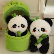 1pc Cute Panda Plush Doll Pendant Keychain, Kids Student Backpack Bag Decor