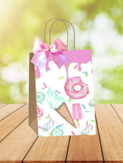 15 Sacolas Kraft Personalizadas Tema Doceria