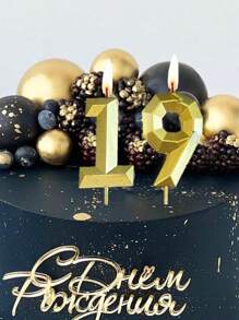 Gold Diamond Numeral 0-9 Birthday Anniversary 1st Birthday Party Cake Decoration Candles - Gold - View 2