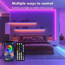1 Tira de luz LED RGB de neón, cuerda de luz con alimentación USB inteligente con control de aplicación y botón, sincronización de música, perfecta para decoración del hogar, dormitorio, fiesta, múltiples modos, 3 tamaños a elegir, artículos de decoración de habitación, artículos de decoración del hogar, decoración de dormitorio, cumpleaños, decoración de la casa, artículos de habitación - Multicolor - Ver 5