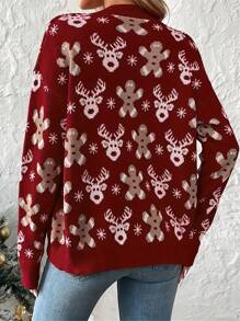 Women Classic Cardigan Ugly Christmas Sweaters V Neck Button Down Long Sleeve Open Front Sweater With Fun Patterns And Animals