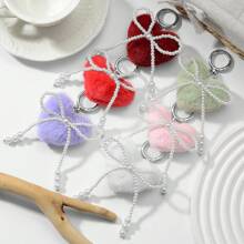 心形珍珠蝴蝶结钥匙扣 Y2k 蝴蝶结钥匙圈甜美包包汽车钥匙吊饰配饰女士女孩可爱心形钥匙扣，Y2K 珍珠蝴蝶结钥匙扣配饰，手袋美学包饰，汽车钥匙仿珍珠甜美蝴蝶结心形背包吊坠奢华吊坠钥匙扣情人节礼物新年礼物生日礼物时尚男女皆宜 - 彩色 - 查看 1