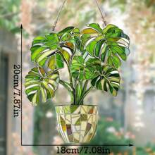 1 chiếc trang trí hình rùa treo bằng acrylic hình lá cây - Nghệ thuật trang trí tường cây nhiệt đới, thích hợp cho nhà, văn phòng hoặc sân vườn, đồ trang trí hình rùa bằng acrylic hình lá cây độc đáo (Vui lòng bóc lớp màng bảo vệ trước khi sử dụng, chất liệu là acrylic, không phải thủy tinh) - màu xanh lá - Xem 10