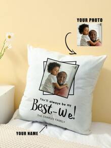 1pc Customized Name/Photo Printed Pillowcase, Wedding Couples Commemorative Gift, Home Decor, Single-Sided Printing, No Filling