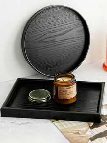 1pc Nordic Wooden Serving Tray, INS Style Organizer. Bread, Fruit, Snack, Salad & Decorative Tray For Home, Living Room, Kitchen, Dining Room. Holds Fruits, Snacks, Bread, Salad, Tableware And Daily Goods For Decoration And Food Serving - Black - View 2