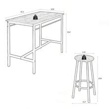 5-Piece Rural Kitchen Table With Four Bar Stools Metal Frame And MDF Black