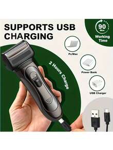 Men's Aluminum Foil Electric Shaver, Wireless USB Rechargeable Reciprocating Electric Shaver, Electric Ear & Nose Hair Trimmer, Precision Beard Edger, Electric Rechargeable Shaver, Rechargeable Hair Clipper, Men's Grooming Kit, Men's Razor, Ideal Shaver Gift Set