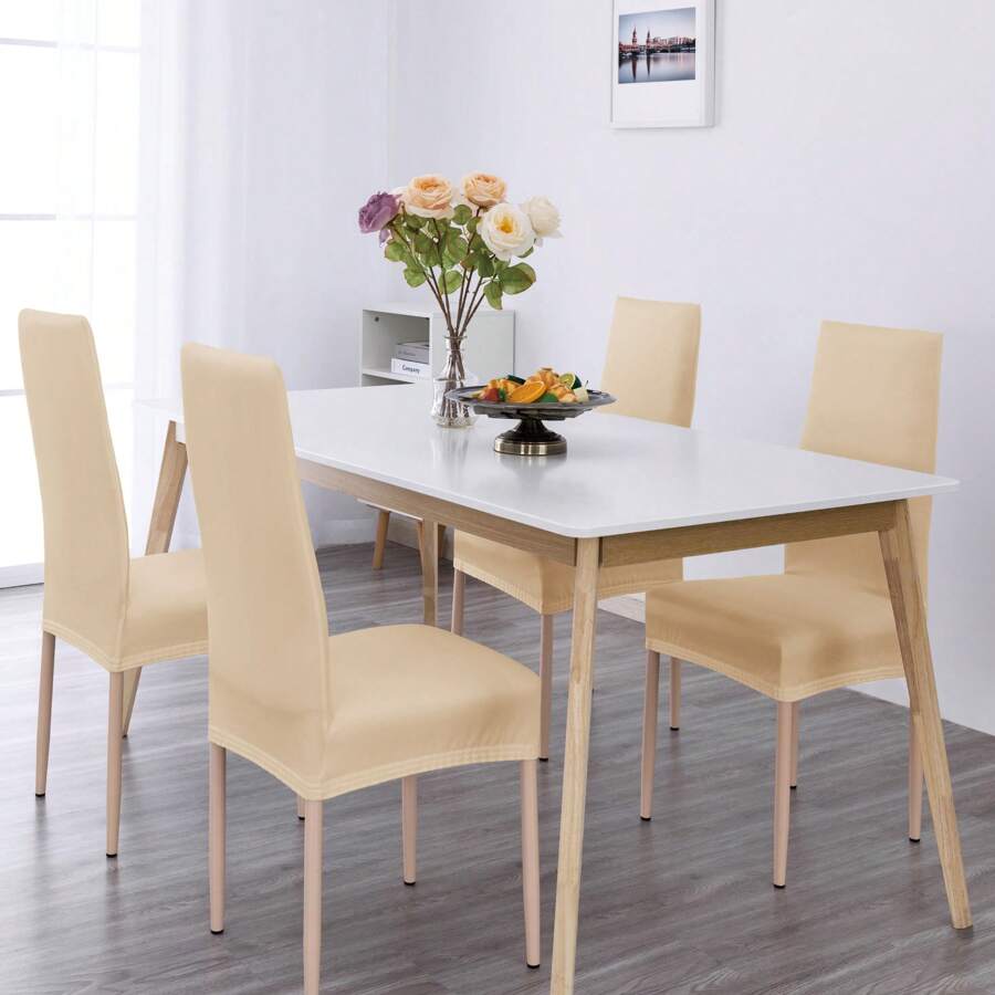 Farfallarossa Chair Cover 2/4/6-Pieces Waterproof, Elasticated, Waterproof, Universal Size, Chair Cover With Back Support Washable Removable - Beige - View 1