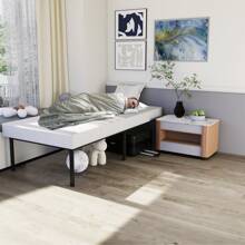 VA-Estructura de cama de metal cerúleo de 41,5 cm de altura con espacio de almacenamiento debajo de la cama - estructura de cama de metal con plataforma para adolescentes y adultos - negro