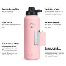 32 Insulated Water Bottles With 2 Leak Proof Lids(Spout Lid And Straw Lid), Wide Mouth Sport Water Bottle With Straw, Stainless Steel Powder-Coated Water Flask, Double Walled Vacuum - Hồng - Xem 4