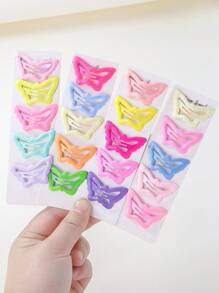 30pcs/Set Colorful Dopamine Butterfly Shiny Simple Cute Princess BB Clips Hair Clips Bangs Clips Hair Accessories, Suitable For Daily Use - Multicolor - View 4