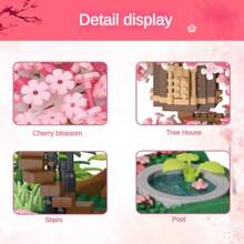 2000+片樱花屋/彩虹屋DIY创意积木微粒拼装玩具套装，室内家居装饰，桌面摆件，生日/万圣节/圣诞节礼物 - 彩色 - 查看 10