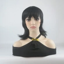 Black Pixie Wigs Short Curly Wigs Pixie Cut Wig For Women Short Black Natural Wavy Synthetic Hair Wig