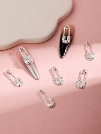 10Pcs Set Silver Vintage Y2K 3D Nail Studs, Minimalist Fashionable Nail Art Decoration Accessories Nails Nail Supplies Nails Nail Charms Nail Gems