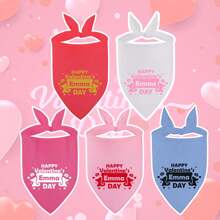 Valentine's Day Dog Bandana, Heart Pattern Party Scarf, Pet Bib, Different Patterns Available, Multiple Colors, Customizable With Personal Info Such As Name
