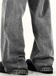 Men's Casual Loose Fit Vintage Pocket Denim Jeans, Everyday Wear