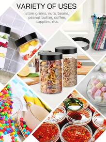1pc Customized Clear Plastic Jars With Lids, Refillable, Leakproof, Short-Term Food Storage Containers, Clear Plastic Jars For Dried Fruits And Snacks - Multicolor - View 4