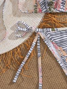 Sexy European & American Style Tropical Printed Halter Neck Women Bikini Swimwear Set, For Summer Beach Vacation - Multicolor - View 4