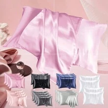 Satin Pillowcase Is Suitable For Hair And Skin Similar To Silk Pillowcase, Pillowcase Large Size 4-Piece Set-Satin Cooling Pillowcase With Envelope Seal
