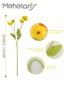 5 pièces/2 pièces/1 pièce/paquet Fleurs de coquelicot artificielles avec tiges longues floquées, fleurs de coquelicot factices en soie réaliste pour la maison, le mariage, les fêtes, les centres de table, les bouquets de mariage, le bureau, la décoration d'hôtel - Multicolore - Voir 10